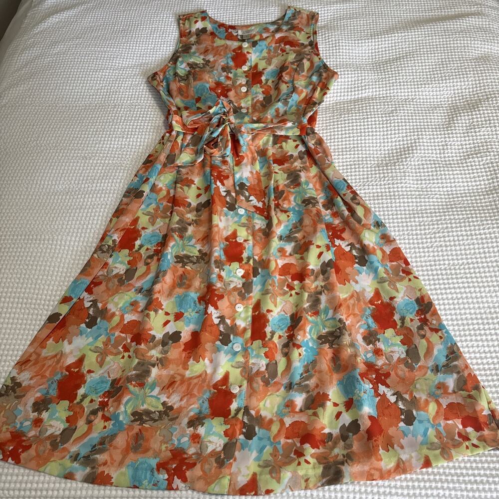 Christopher & Banks Y2K Womens 16 Floral Midi Shirt Dress Coquette Feminine EUC